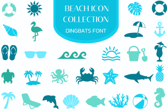 Beach Icon Collection Font